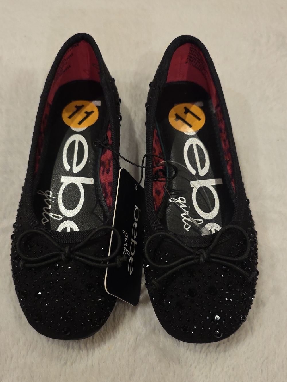 bebe Girls Black Embellished Ballet Flats